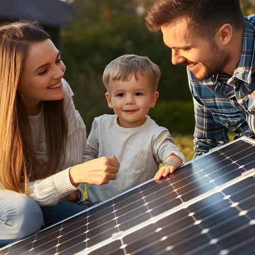family-admires-solar-panels-sunny-day-realistic-style (1) 1